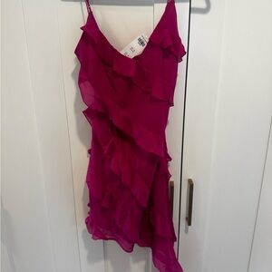 Abercrombie & Fitch Fuchsia Ruffle Mini Dress